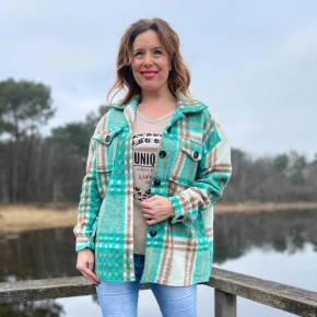 Turquoise blouse ruit Cindy