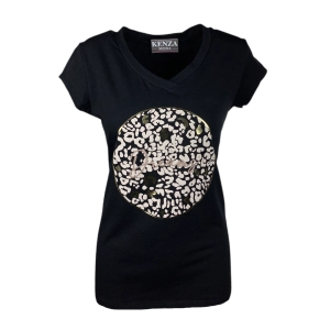 T-shirt dreams panter cirkel zwart ivoor goud