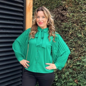 Groene blouse plissé mouwen Pammy