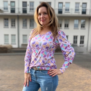 LILA V-hals soft collectie print shirt Chastar