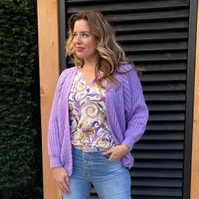 Lila gebreid vest Chastar Julia