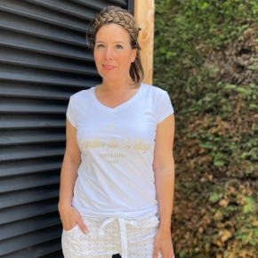 T-shirt Gemma Ricceri wit beige jardin du village