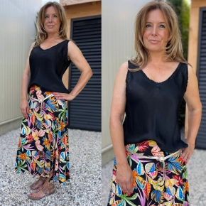 Chastar silk V-hals topje Terry ZWART SALE