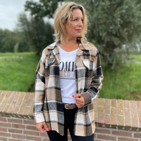 Blouse ruit Esther zwart