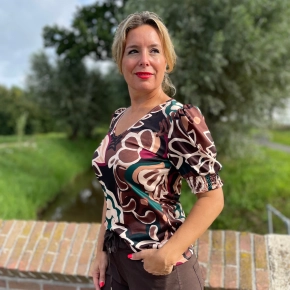 Travelstof shirt Celeste Nova shirt zwart choco groen