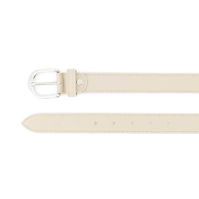 Leren riem beige-zilver Lucille