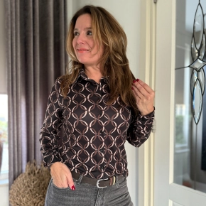 Soft collectie print blouse ZWART Stefanie Vivianne SALE