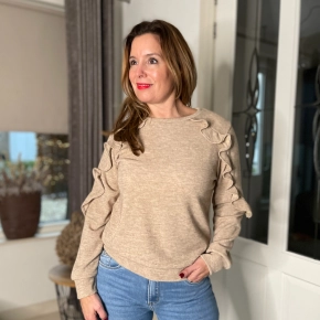 Beige ruches trui Hailey