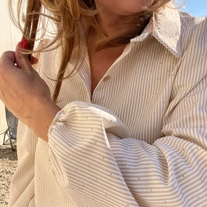 Strepen studs blouse Gemma Ricceri beige