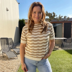 Triple Nine gebreide wave top – Beige/ivoor/goud