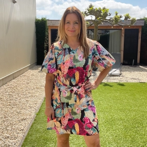 Sophia jurk papegaaien print zwart SALE