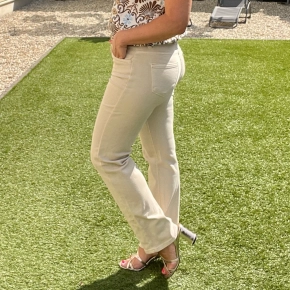 Norfy Stella straight high waist jeans – beige K853 SALE