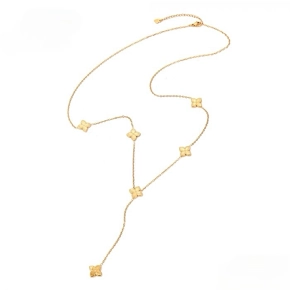 Goudkleurige stainless steel ketting met klaverdetails