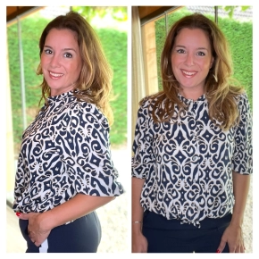 Chastar zomerse blouse Kenza navy ivoor SALE