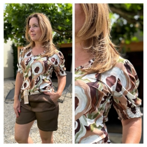 Chastar soft collectie shirt print groen camel choco