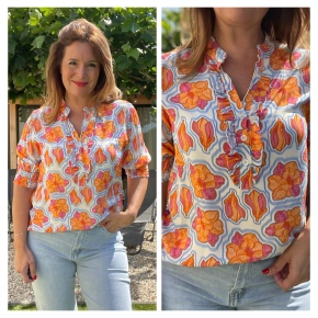 Topje Nikki blauw fuchsia ORANJE