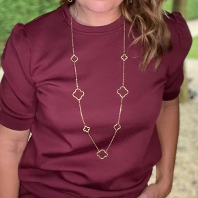 Lange klaverketting gold