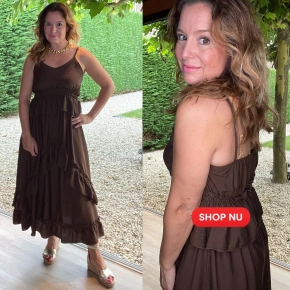 Biba spaghettibandjes jurk choco SALE