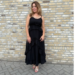 Biba spaghettibandjes jurk zwart SALE