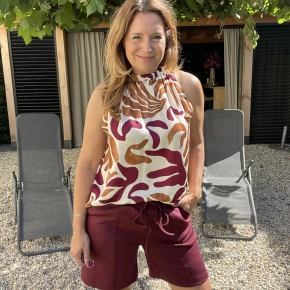 Vera Jo dames top met bordeaux print