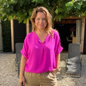 Azzurro V-hals top magenta