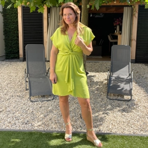 Azzurro lime overslagJurk met tailleband