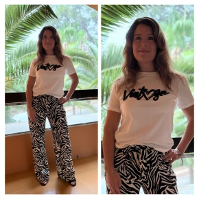 Vintage T-shirt wit zwart