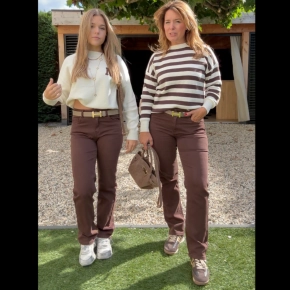 Norfy Stella K881 straight jeans – bruin high waist SALE