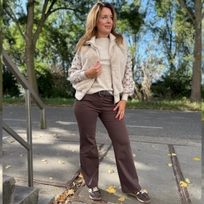 Broek visgraatmotief choco