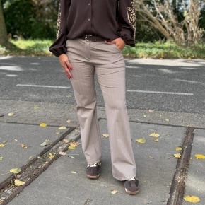 Broek visgraatmotief taupe ivoor