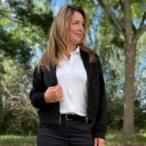 Suedine bomberjack zwart