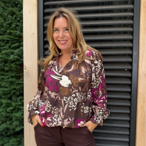 Vera Jo blouse Marilou bloemenprint  choco SALE