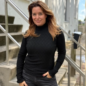 Zwart turtle truitje reliëf patroon Claudia