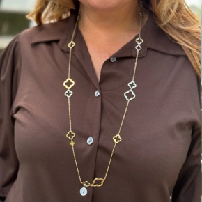 Lange klaverketting gold