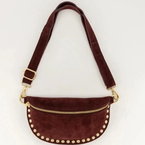 Bordeax suède heuptas Debby met goudkleurige details