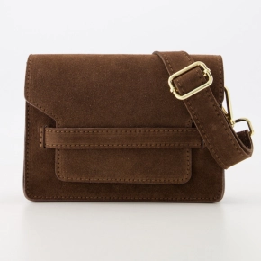 Janice suede crossbody tas donkerbruin
