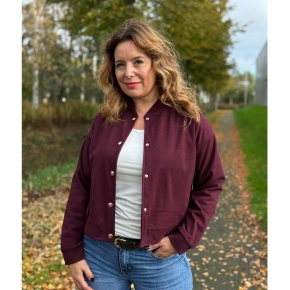 Bomberjasje visgraat – Trendy kort damesjack in bordeauxrood