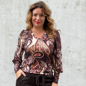 Soft collectie V-hals shirt Nora Ilse choco