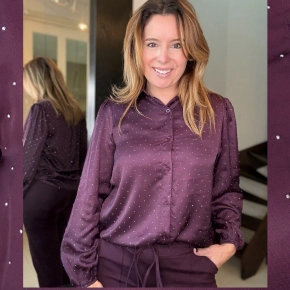 Vera Jo studs blouse aubergine