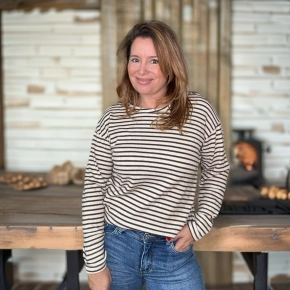 Gemma Ricceri strepen shirt bruin