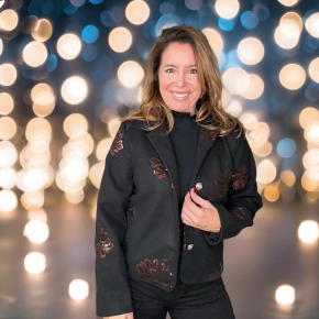 Zwarte Gemma Ricceri blazer met rosé pailletten