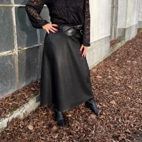 Vera Jo lederlook rok zwart