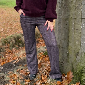 Vera Jo print broek bordeauxrood