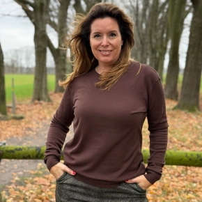 Bruine basic trui dames Jessy – zacht viscose model met stretch