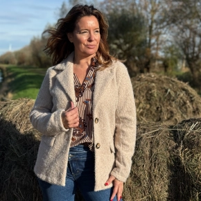 Wol look blazer Letty – Beige damesblazer