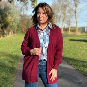 Gemma Ricceri vest middellang  bordeauxrood