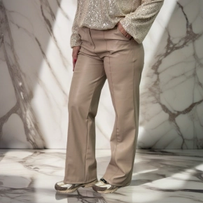 Beige vegan leatherlook broek Vera Jo