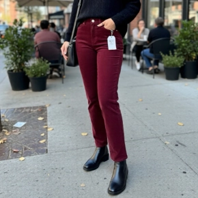 Norfy straight rib broek bordeauxrood