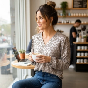 Shiny top panter beige SALE