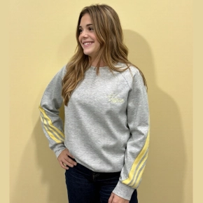 Tesoro grijze sweater met bies geel